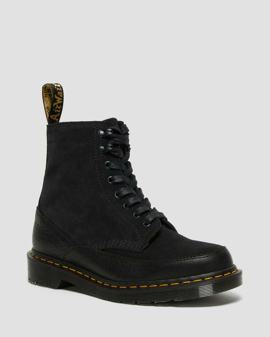 Dr. Martens 1460 Guard Nahka + Suede Miesten Nauhalliset Nilkkurit - Mustat Nilkkurit [207-VHRGEN]